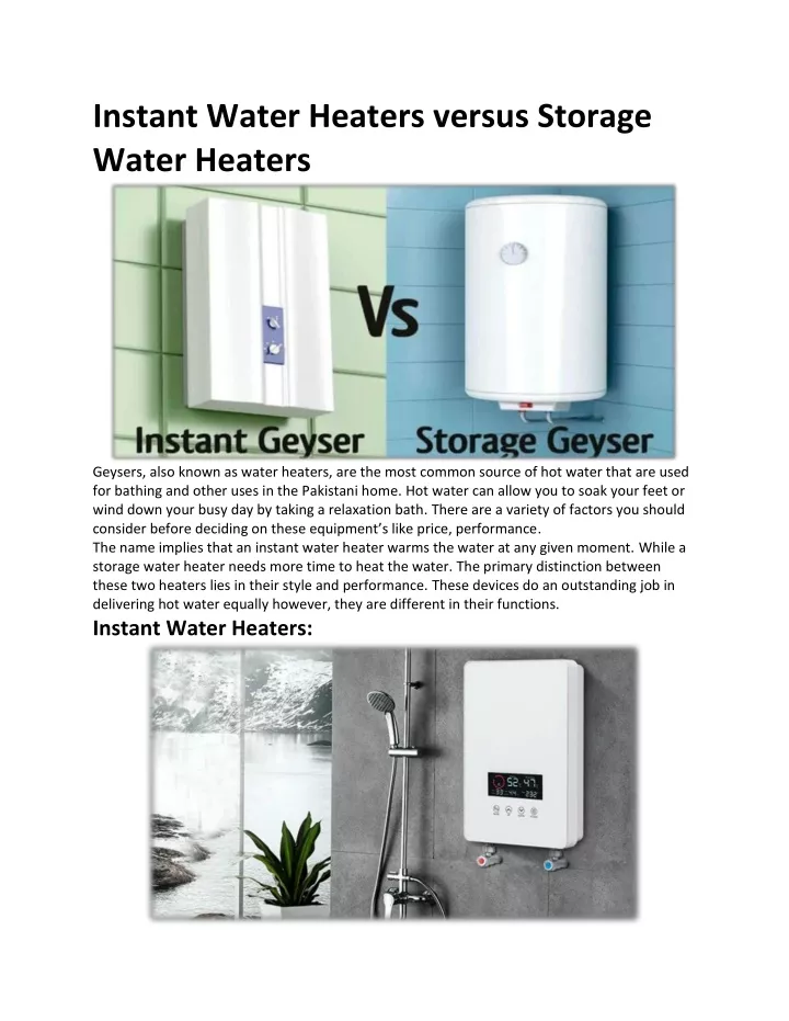 PPT Instant Water Heaters versus Storage Water Heaters IttefaqSay