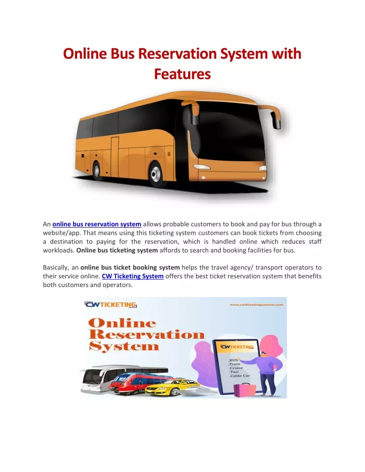 online bus reservation system with features