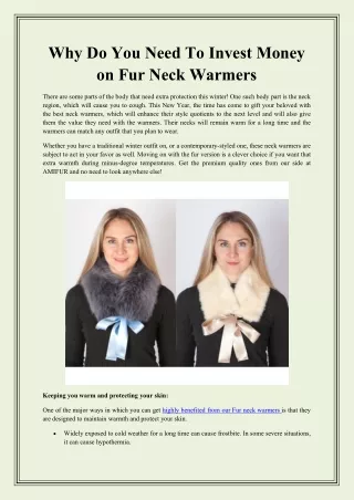 Why Do You Need To Invest Money on Fur Neck Warmers