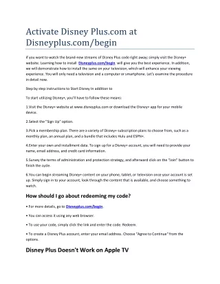 Activate Disneyplus at Disneyplus com begin