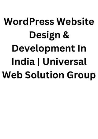 WordPress Website Design & Development In India  Universal Web Solution Group