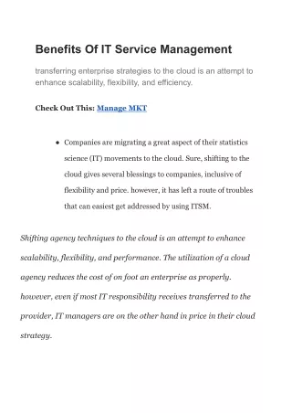 benefits of it service management