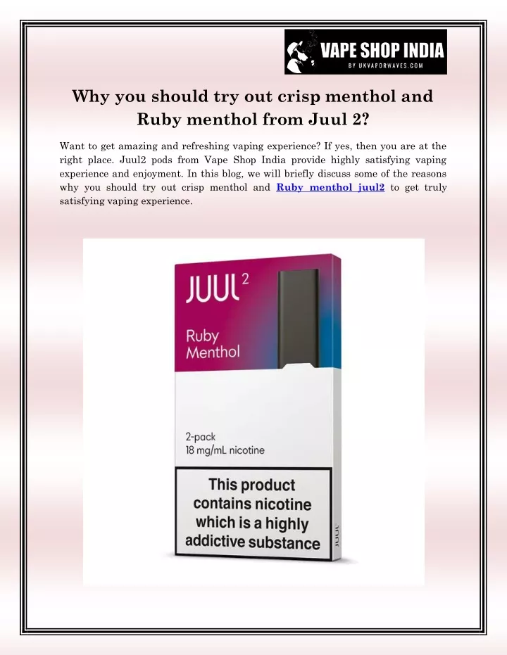 why you should try out crisp menthol and ruby