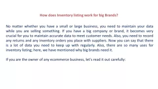 how does inventory listing work for big brands