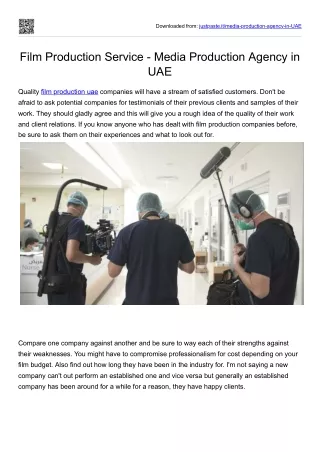 Film Production Service - Media Production Agency in UAE