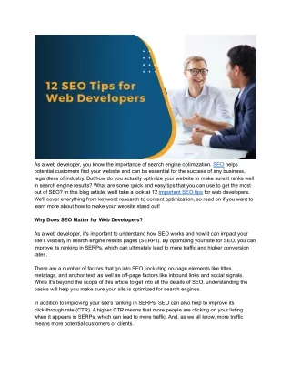 12 SEO Tips for Web Developers