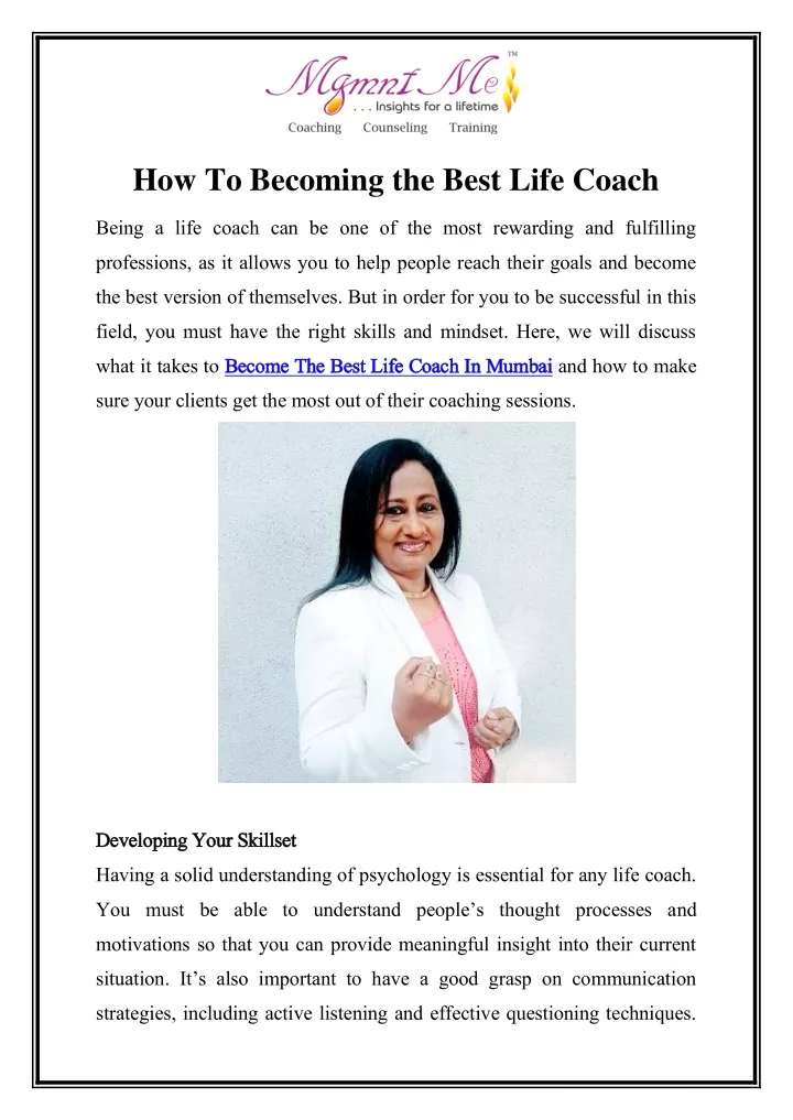 how to becoming the best life coach