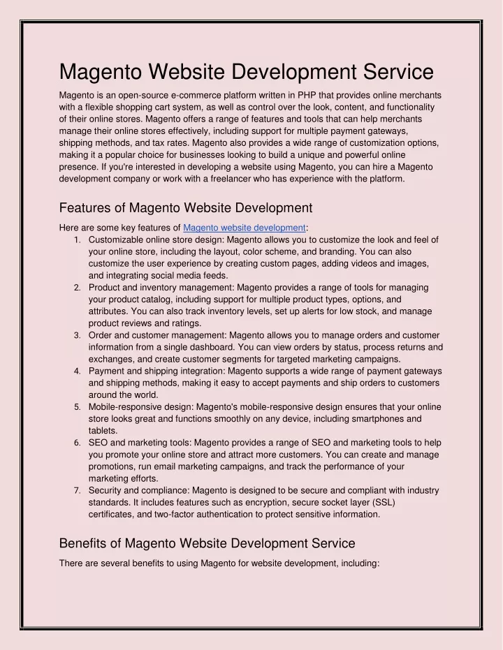 magento website development service