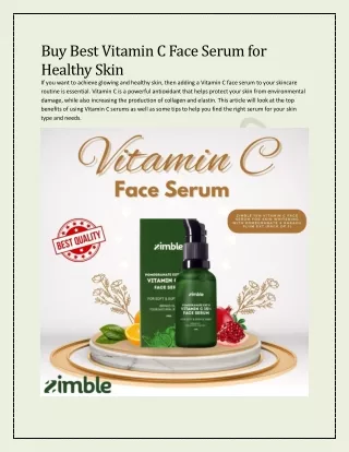 Buy Best Vitamin C Face Serum for Healthy Skin