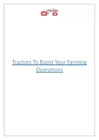 Tractors To Boost Your Farming Operations