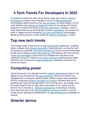 4 Tech Trends For Developers In 2022