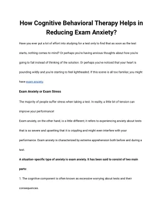 how cognitive behavioral therapy helps