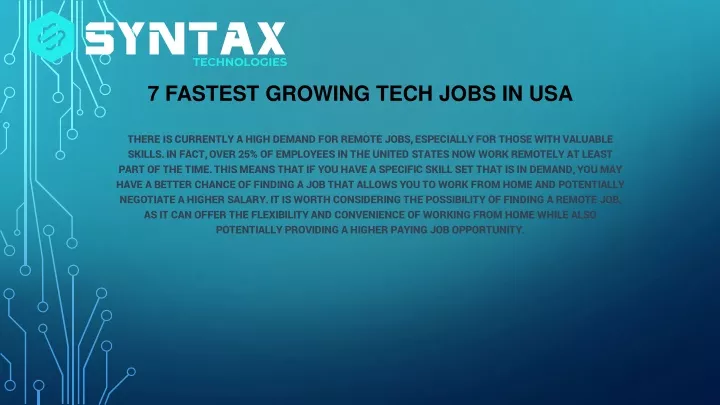 7 fastest growing tech jobs in usa