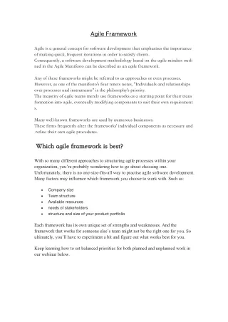Agile Framework