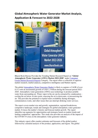 global atmospheric water generator market