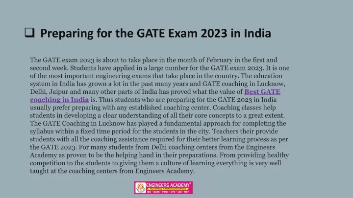 preparing for the gate exam 2023 in india