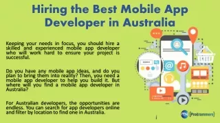 hiring the best mobile app developer in australia
