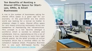 Ten Benefits of Renting a Shared Office Space for Start-ups, SMEs, & Small Businesses