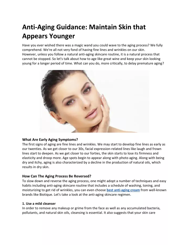 anti aging guidance maintain skin that appears