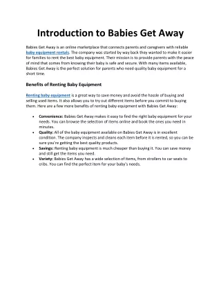 introduction to babies get away