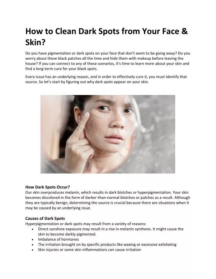 how to clean dark spots from your face skin