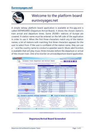 Platform Board - Departure Arrival information of European Trains