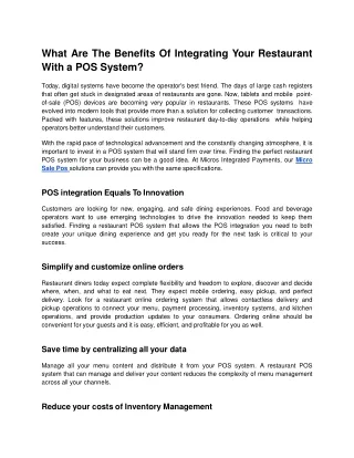 What Are The Benefits Of Integrating Your Restaurant With a POS System_