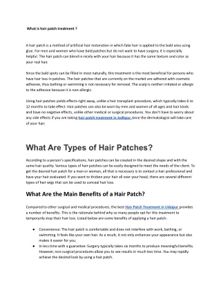What is hair patch treatment