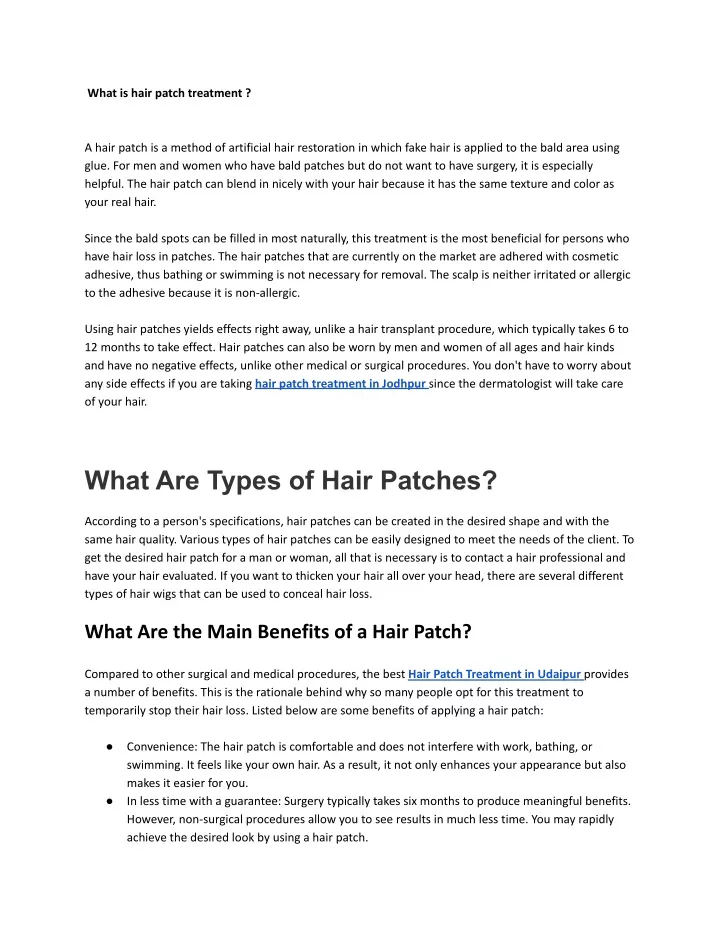 what is hair patch treatment
