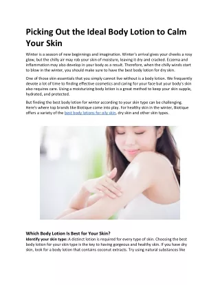 picking out the ideal body lotion to calm your