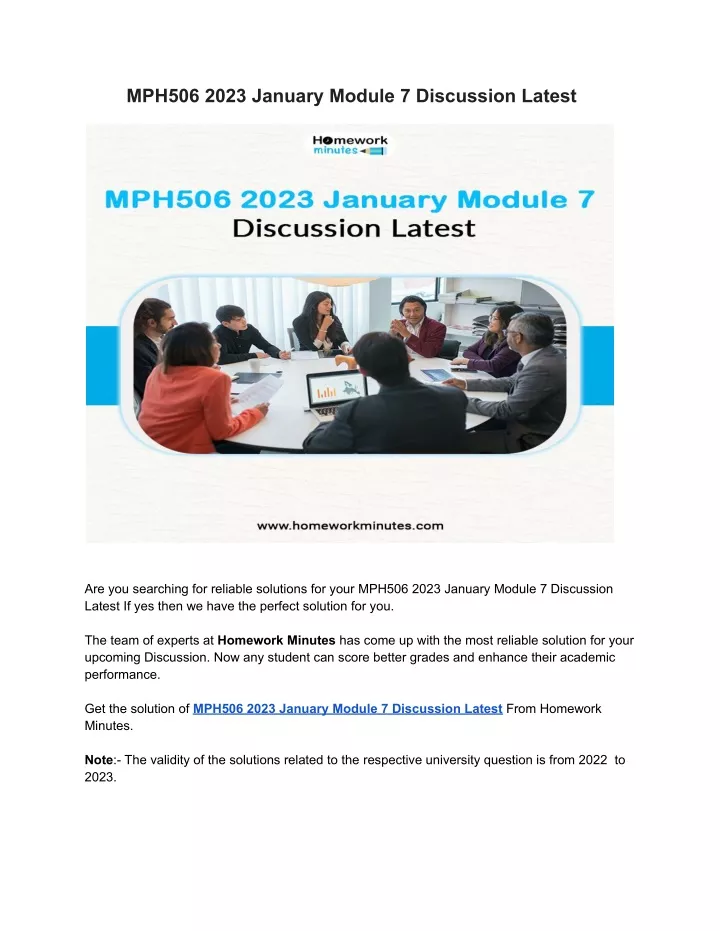 mph506 2023 january module 7 discussion latest