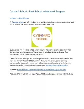 Cyboard School - Best School in Mehrauli Gurgaon