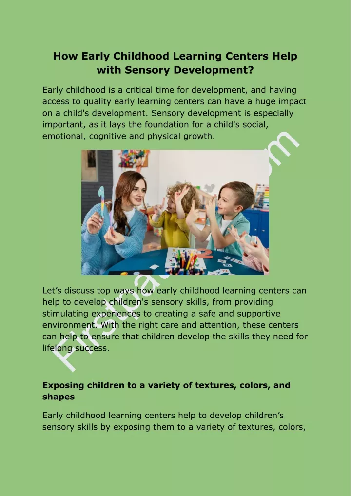 how early childhood learning centers help with