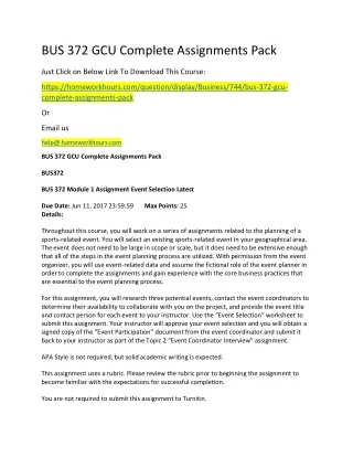 bus 372 gcu complete assignments pack