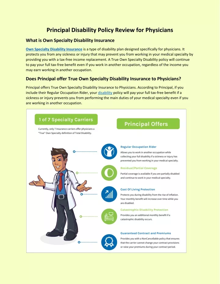 principal disability policy review for physicians