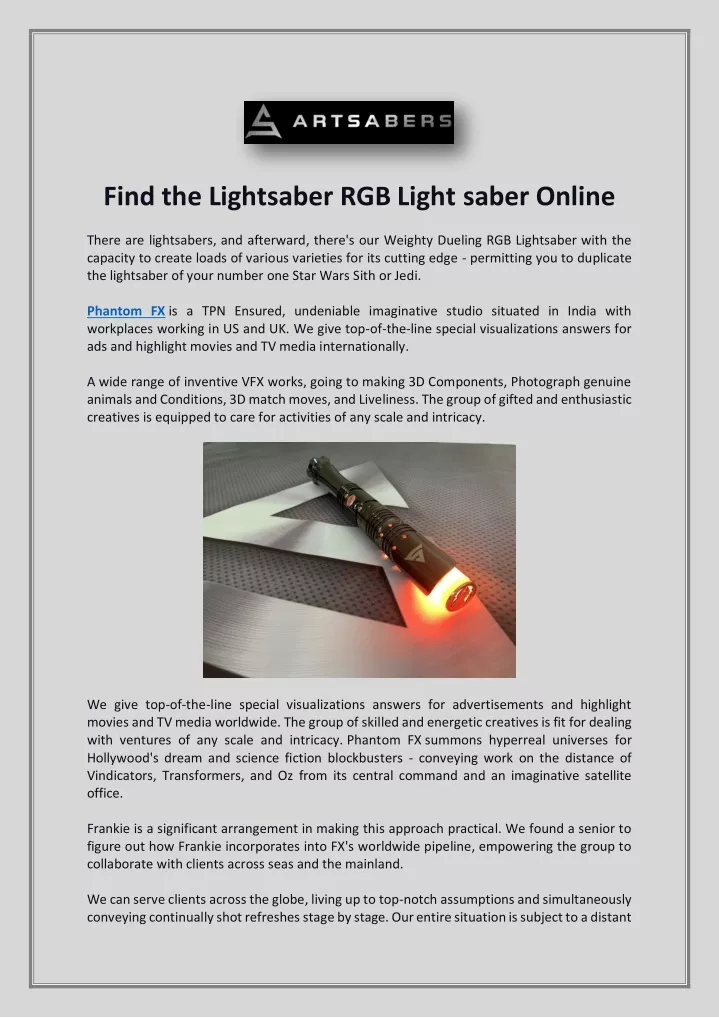 find the lightsaber rgb light saber online