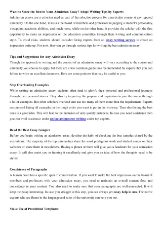 Want to Score the Best in Your Admission Essay? Adopt Writing Tips by Experts