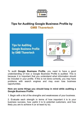 Tips for Auditing Google Business Profile - GMB Thavertech