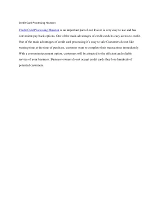 Credit Card Processing Houston