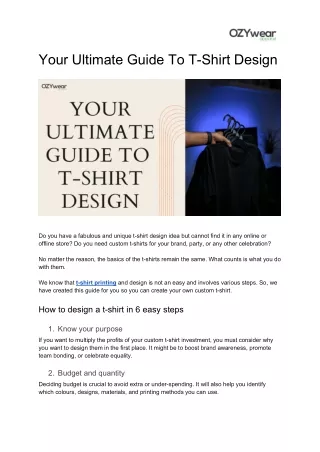 Your Ultimate Guide To T-Shirt Design