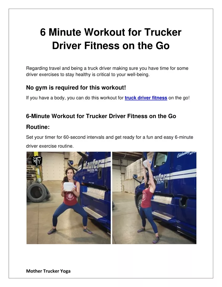 6 minute workout for trucker driver fitness