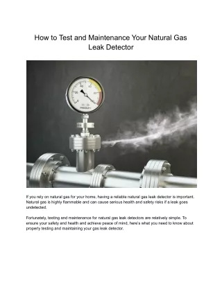 how to test and maintenance your natural gas leak