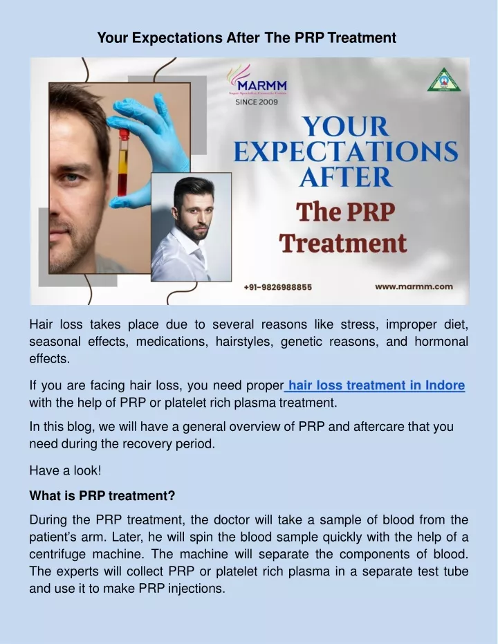your expectations after the prp treatment