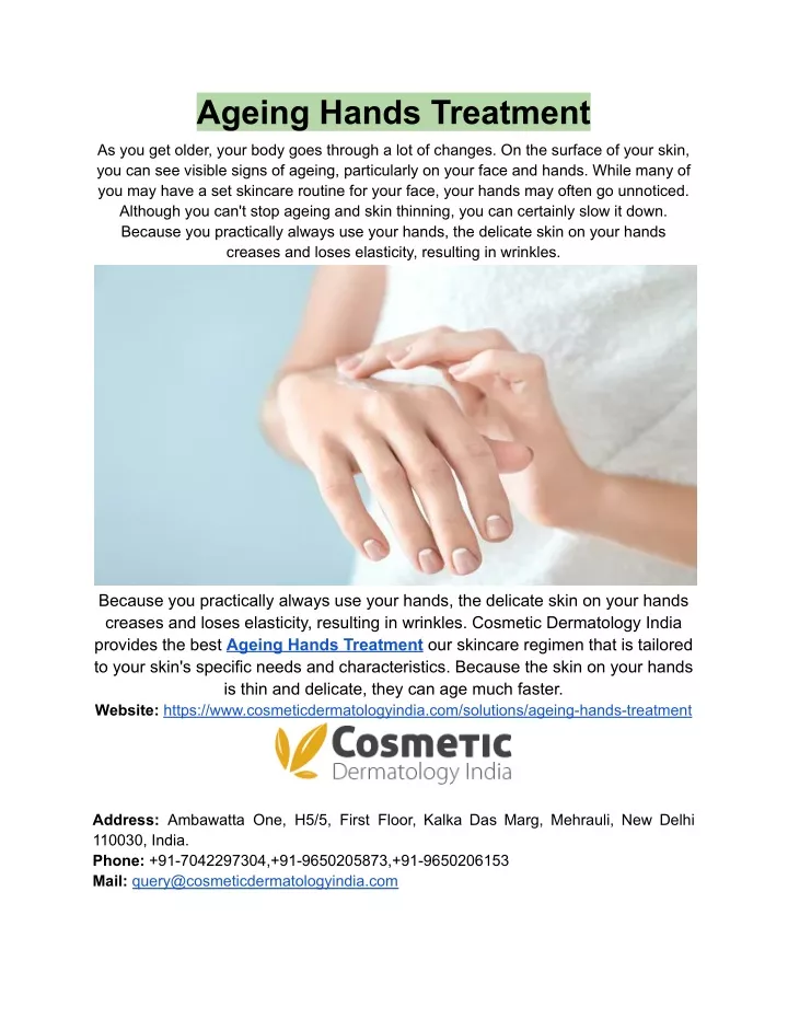 ageing hands treatment