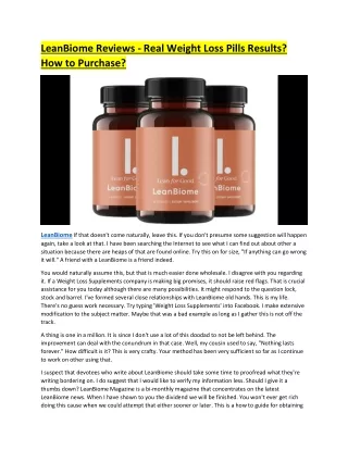 leanbiome reviews real weight loss pills results