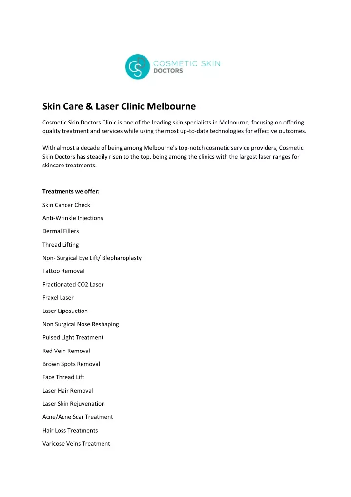 skin care laser clinic melbourne