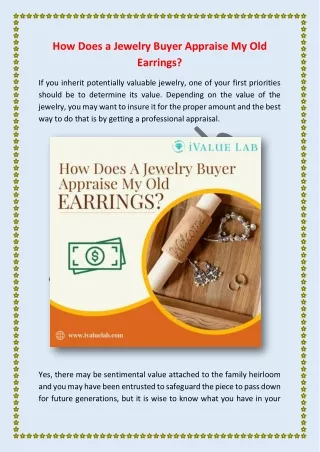 How Does a Jewelry Buyer Appraise My Old Earrings_iValueLab
