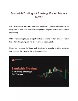 sandwich trading a strategy for all traders to win