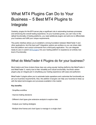 What MT4 Plugins Can Do The Best to Your Business Industry