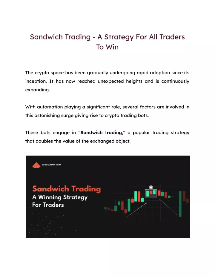 sandwich trading a strategy for all traders to win